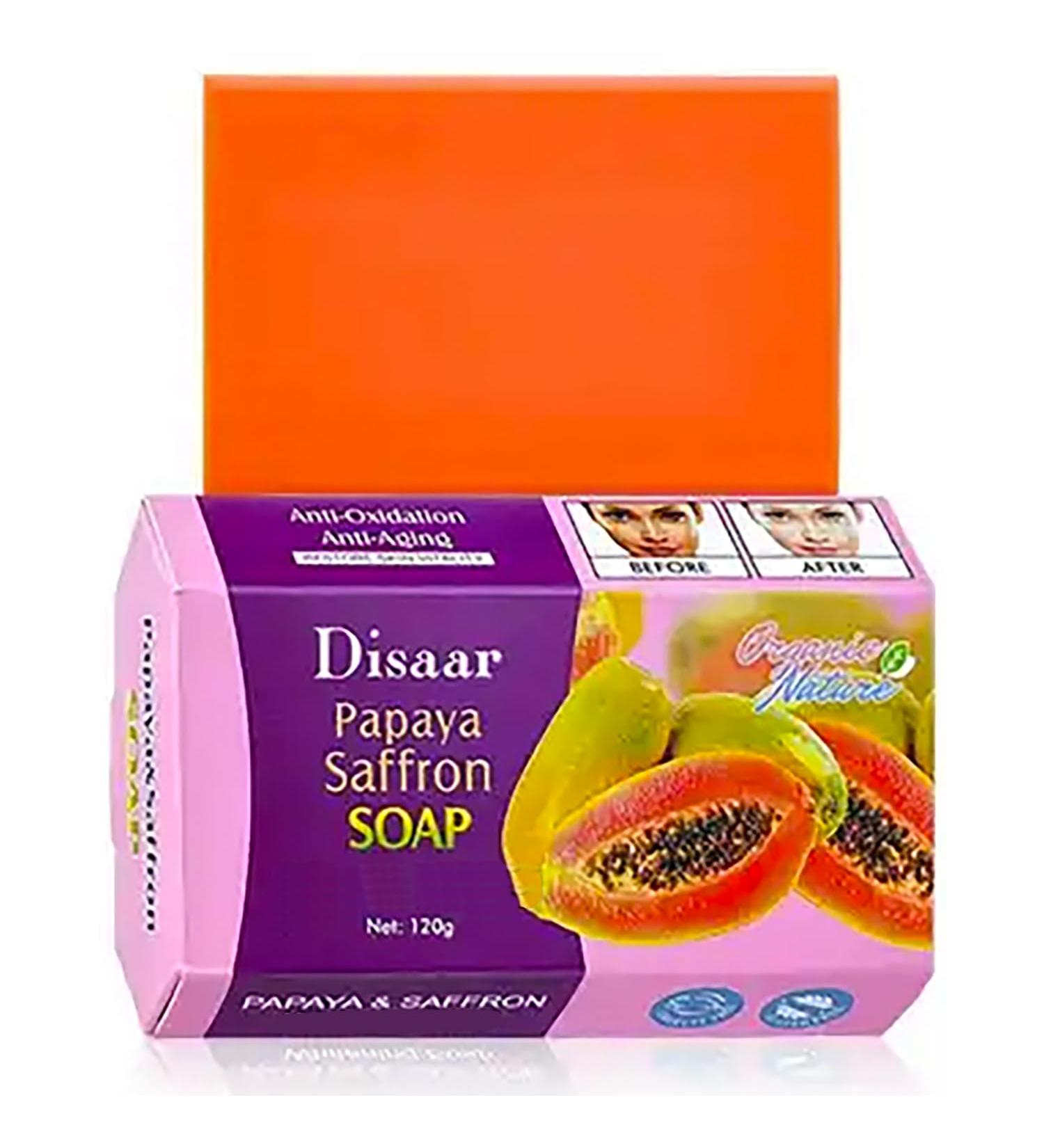 Papaya Saffron Soap Bar - Anti-Aging Moisturizing & Oxidation Repair Skin Care | 120g - Buy Online on GoSupps.com