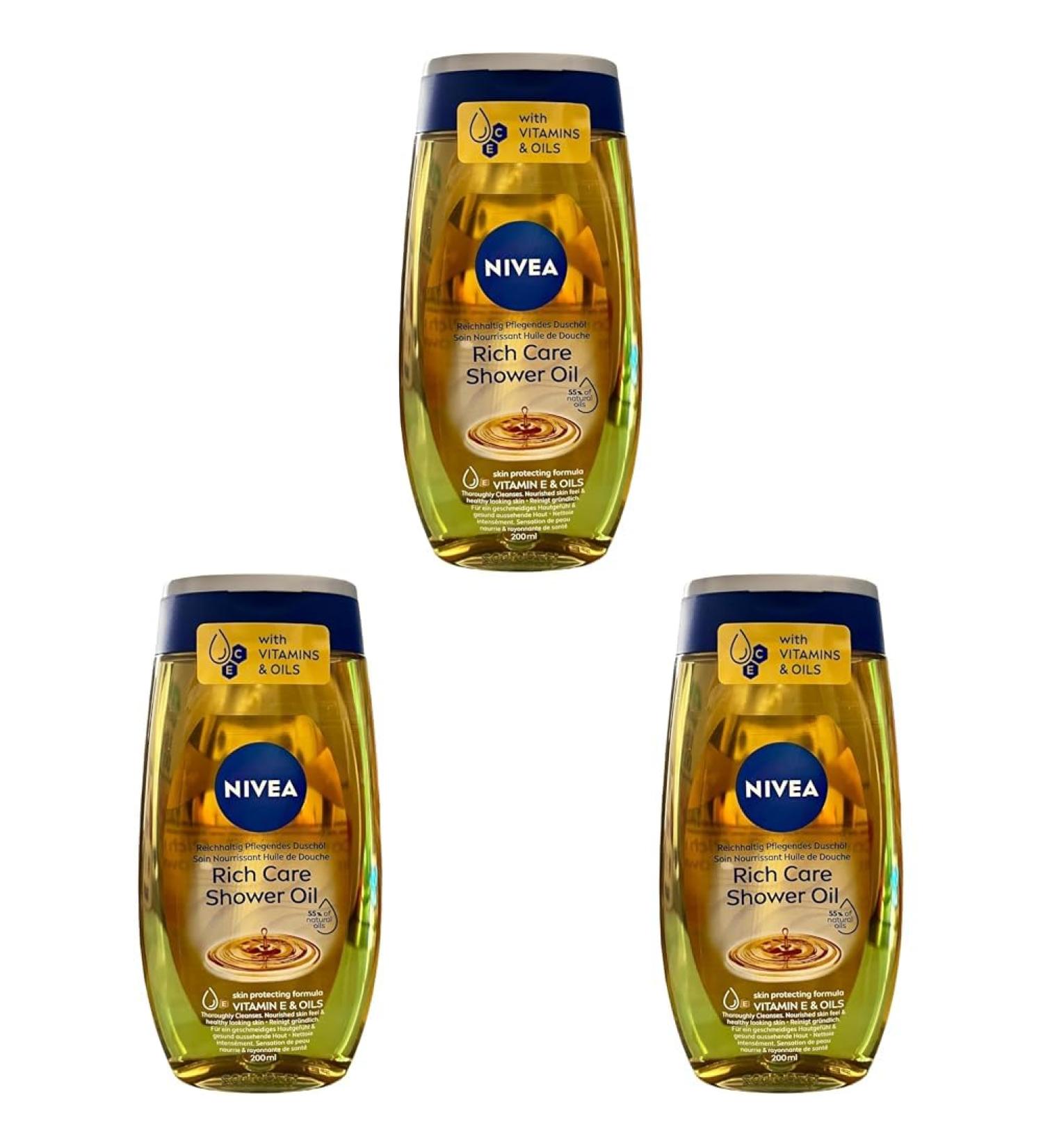 NIVEA Huile de Douche nourrissante (1 x 200 ml) Gel douche soin nourrissant Vitamine E et huiles naturelles Gel lavant corps sensation de peau nourrie & rayonnante de sant tous types de peau - Buy Online on GoSupps.com