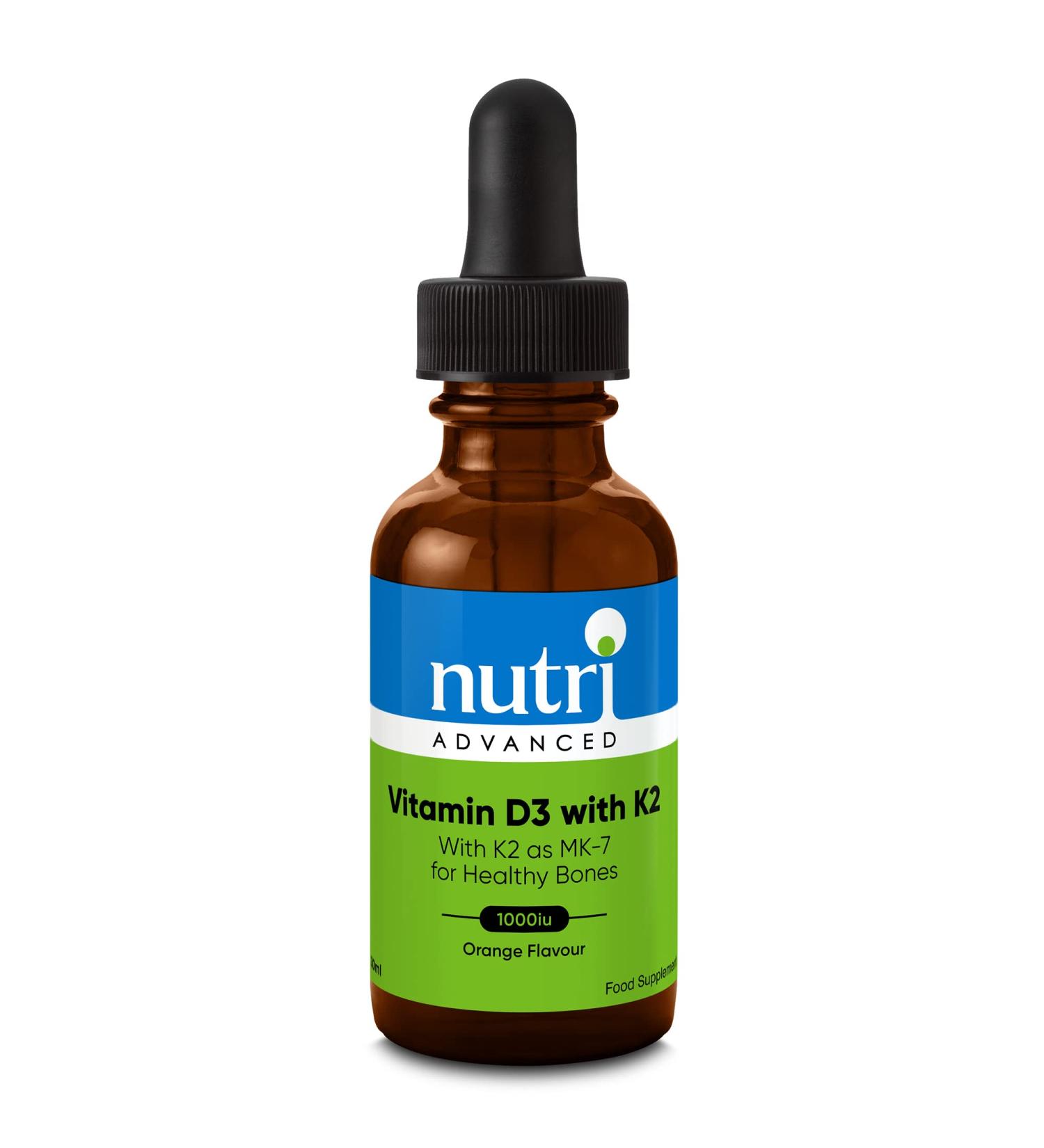 Nutri Advanced Vitamin D3 with K2 Liquid Drops - Orange 30ml | Boosts Immunity & Supports Bone Health - Buy Online on GoSupps.com