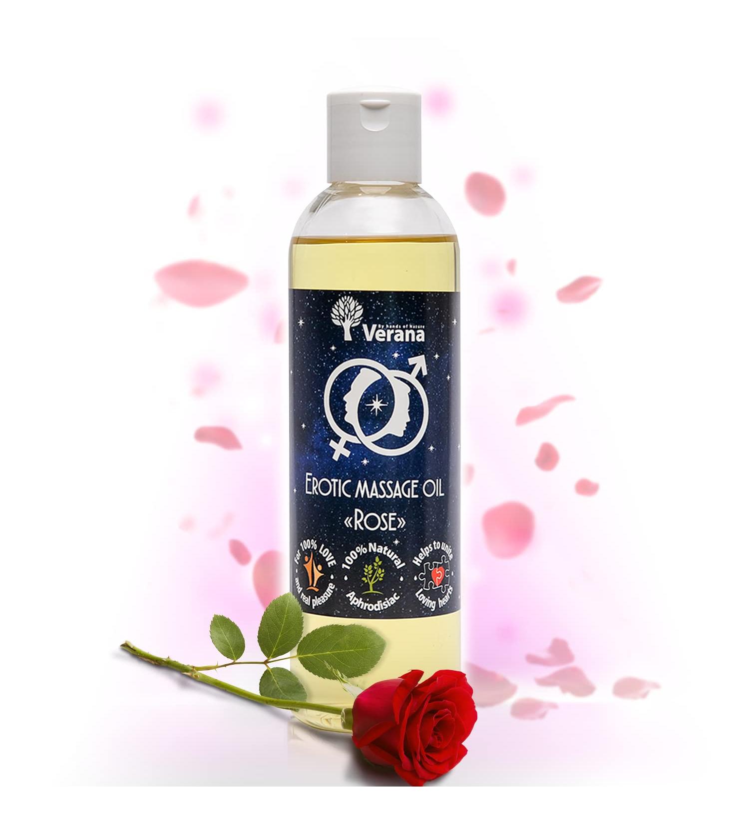 Verena 100% Natural Organic Vegan Erotic Massage Oil - 250ml Rose for All Skin Types Perfect for Sensual & Tantric Massage Yoni & Lingam Techniques - Buy Online on GoSupps.com