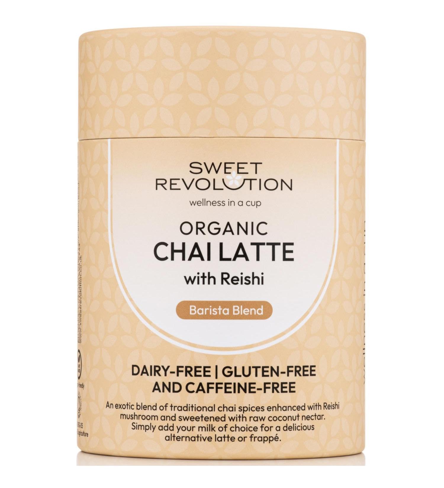 Sweet Revolution Organic Barista Chai Latte Blend with Reishi Gluten-free Dairy-free Refined Sugar-free 70g jar - Buy Online on GoSupps.com