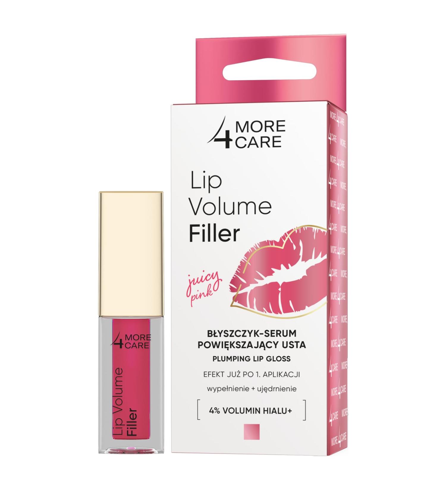More4Care Lip Volume Filler, Lip Gloss-Lip Enlargement Serum, Juicy Pink, 4.8g