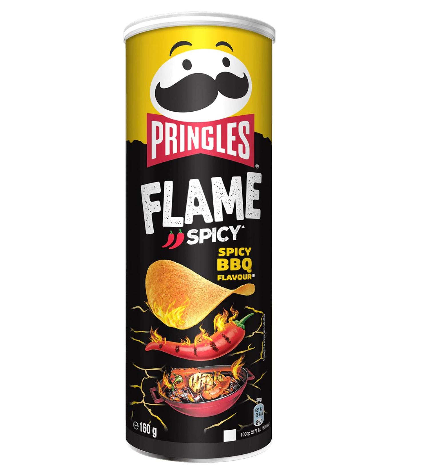 Pringles Flame Spicy BBQ Flavour Snack Salato con peperoncino pomodoro dolce e paprika affumicata Savory snack with chilli sweet tomato and smoked peppers 160g potato chips - Buy Online on GoSupps.com