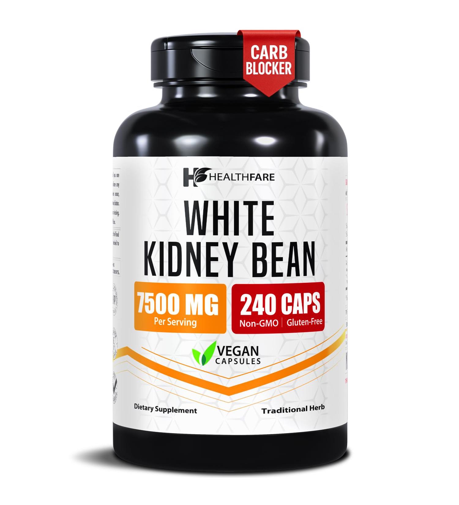 Healthfare White Kidney Bean Extract 7500mg | 240 Vegan Capsules | Extra Strength Concentrated Formula | Herbal Supplement for Carb & Digestion Support | Non-GMO Gluten-Free | Made in USA 240 Count (Pack of 1) - Buy Online on GoSupps.com