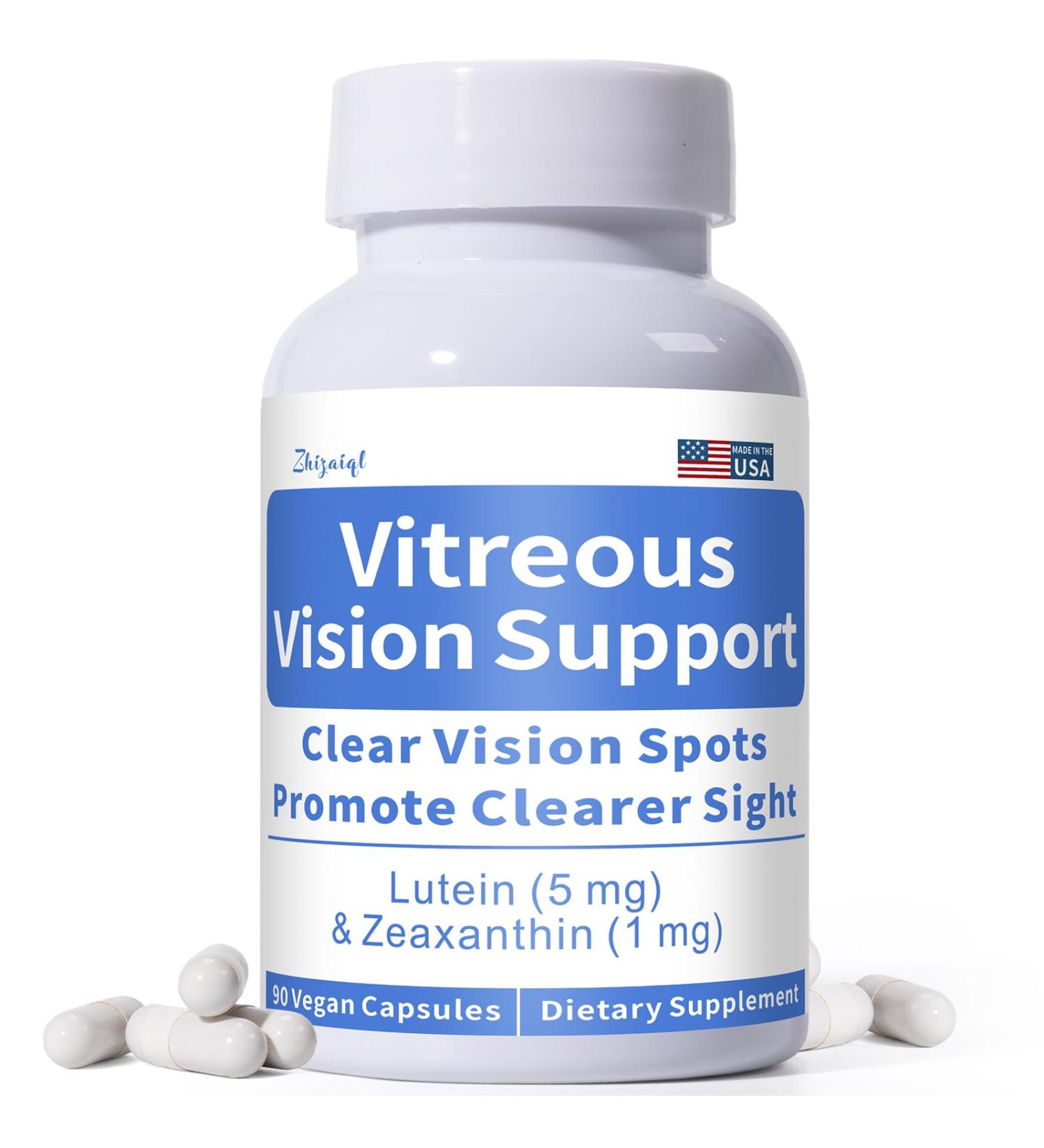 Zhizaiql Eye Vitamin with Lutein and Zeaxanthin for Vitreous Clarity Supports Clear Vision Reduce Squiggly Lines Dry Eyes Screen Fatigue and Degeneration 90 Vegan Capsules - Buy Online on GoSupps.com