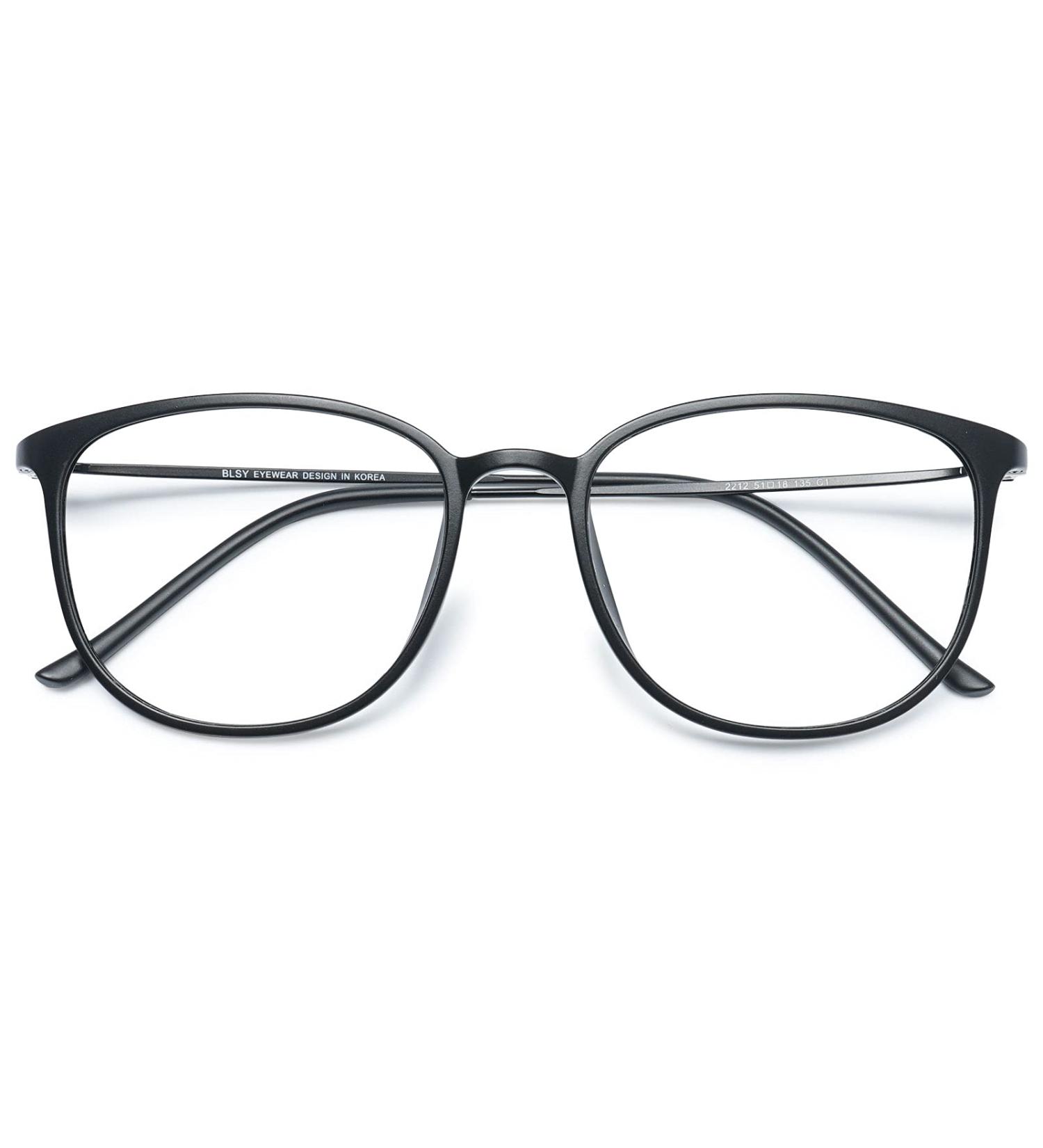 Koosufa Classic Retro Glasses Frames for Men & Women - Thin Ultra-light TR90 Nerd Glasses in Matt Black with Case - Large Panto Style - Buy Online on GoSupps.com
