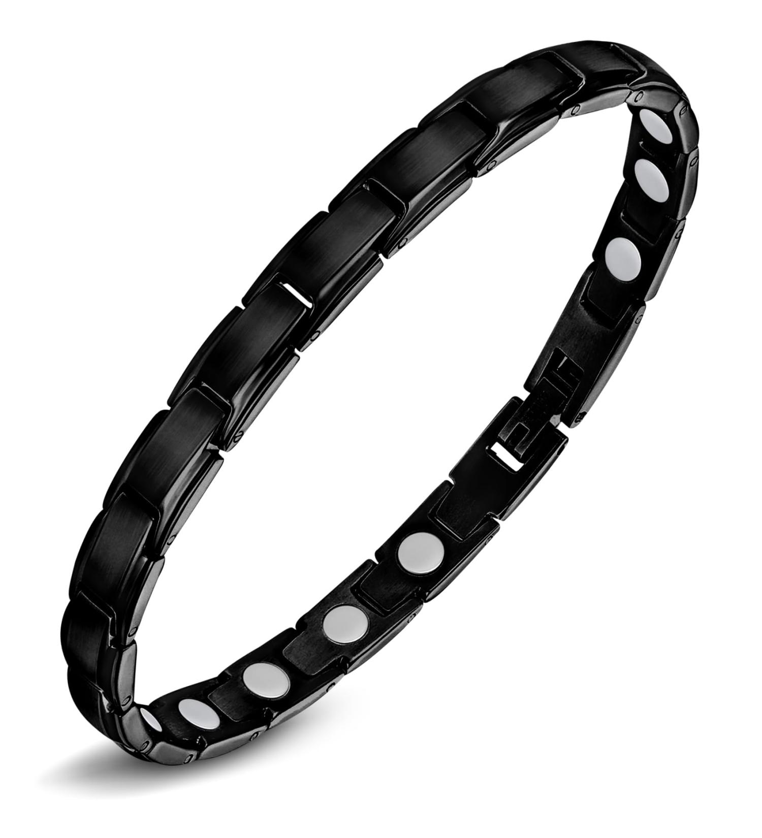Buy Jeracol Titanstahl Magnetic Bracelet for Women - 3500 Gauss Adjustable Magnetic Wristband with Distance Tools Stylish Black Jewelry - Buy Online on GoSupps.com