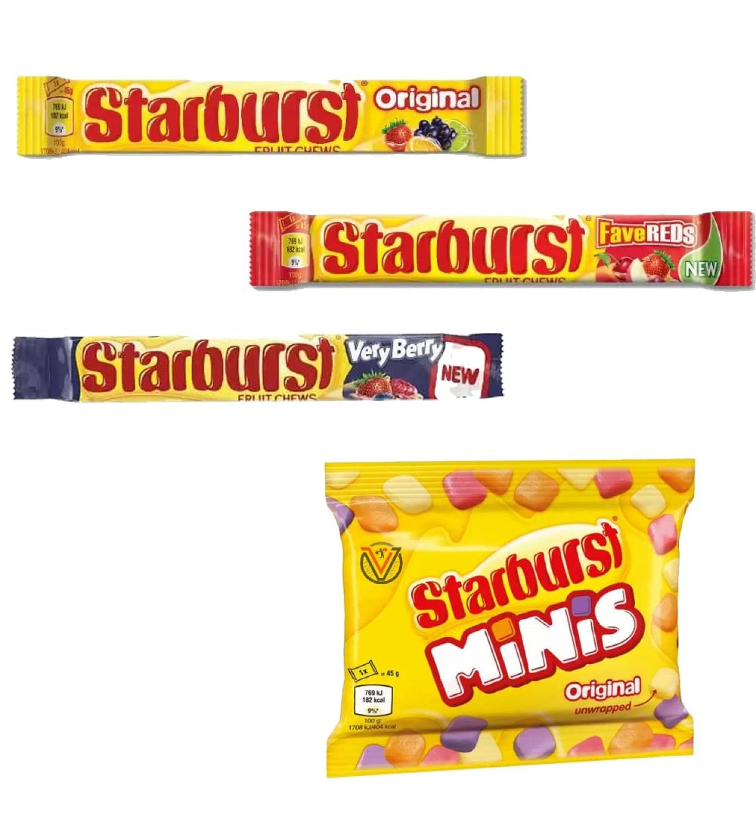 Starburst Original Fave Reds Very Berry Minis Original Fruit Chews 45g | Pick Any Your Favourite Flavour & Number of Packs - Buy Online on GoSupps.com