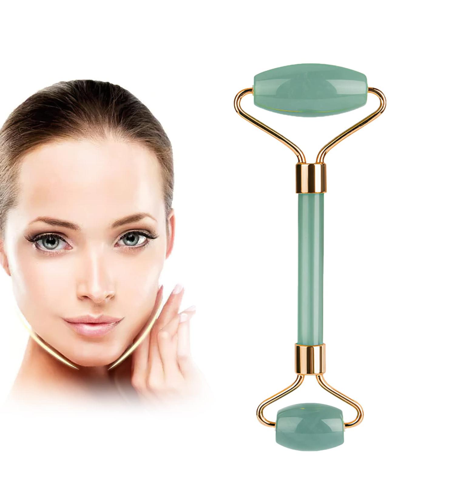 Face Massager Roller Jade Roller for Face Eyes Neck Facial Beauty Roller Skin Care Tools Face Roller Beauty Skincare Massager Tool Self Care Gift for Men Women (Jade Green) Green Roller - Buy Online on GoSupps.com