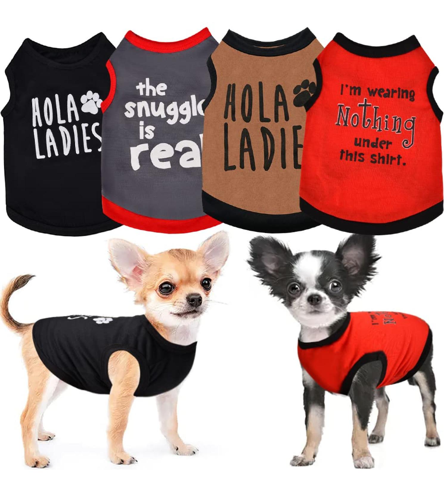 4-Piece Fall Dog Shirt for X-Small Dogs | Tiny Dog Clothes, Yorkie Teacup Chihuahua Male Outfit | Summer Pet Cat Clothing (Brown) - Buy Online on GoSupps.com