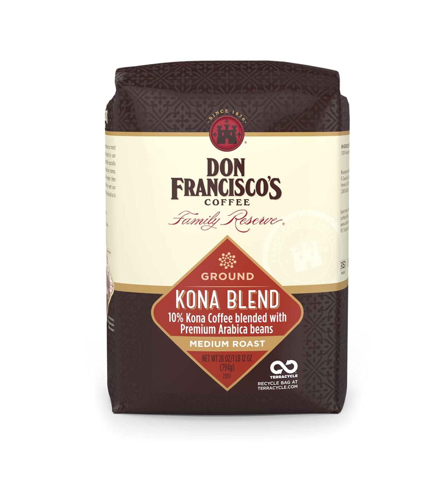 Don Francisco's Kona Blend 28oz Ground Coffee - Medium Roast 100% Arabica Blend - Buy Online on GoSupps.com