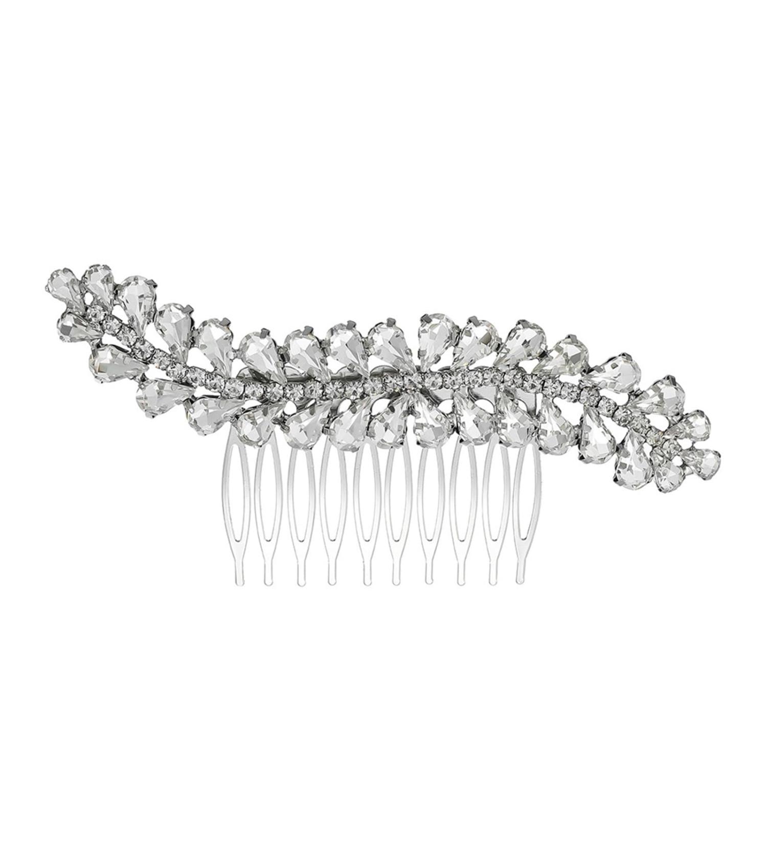 Bridal Wedding Hair Comb Bridal Headdress Hair Plug Comb Wedding Hair Rhinestone Hair Comb for Women and Girls 11x5.5cm Silver - Buy Online on GoSupps.com