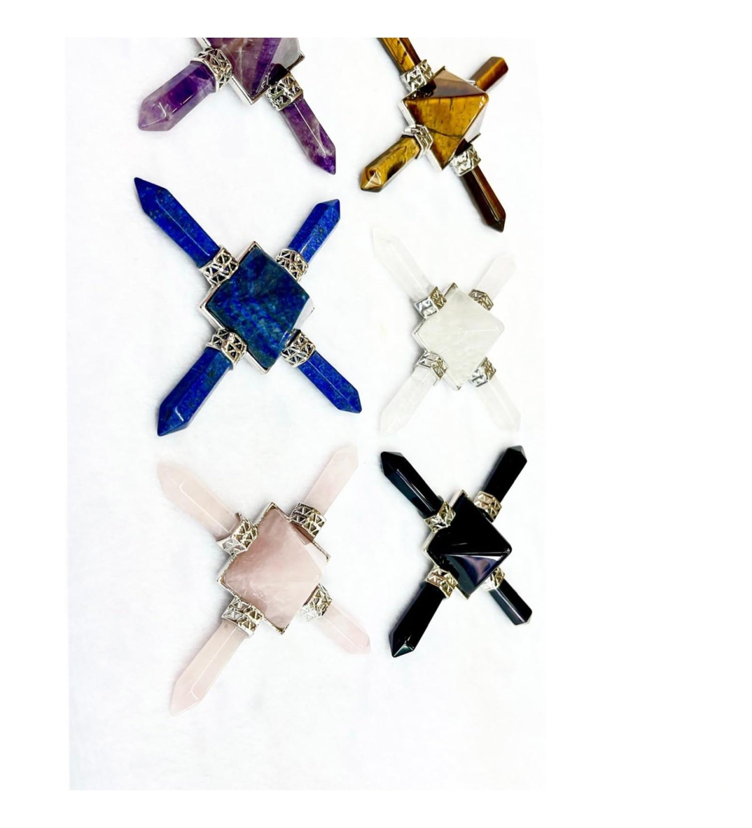 Natural Stone Pyramid Hexagonal Column Ornament Ornament amethyst silver - Buy Online on GoSupps.com