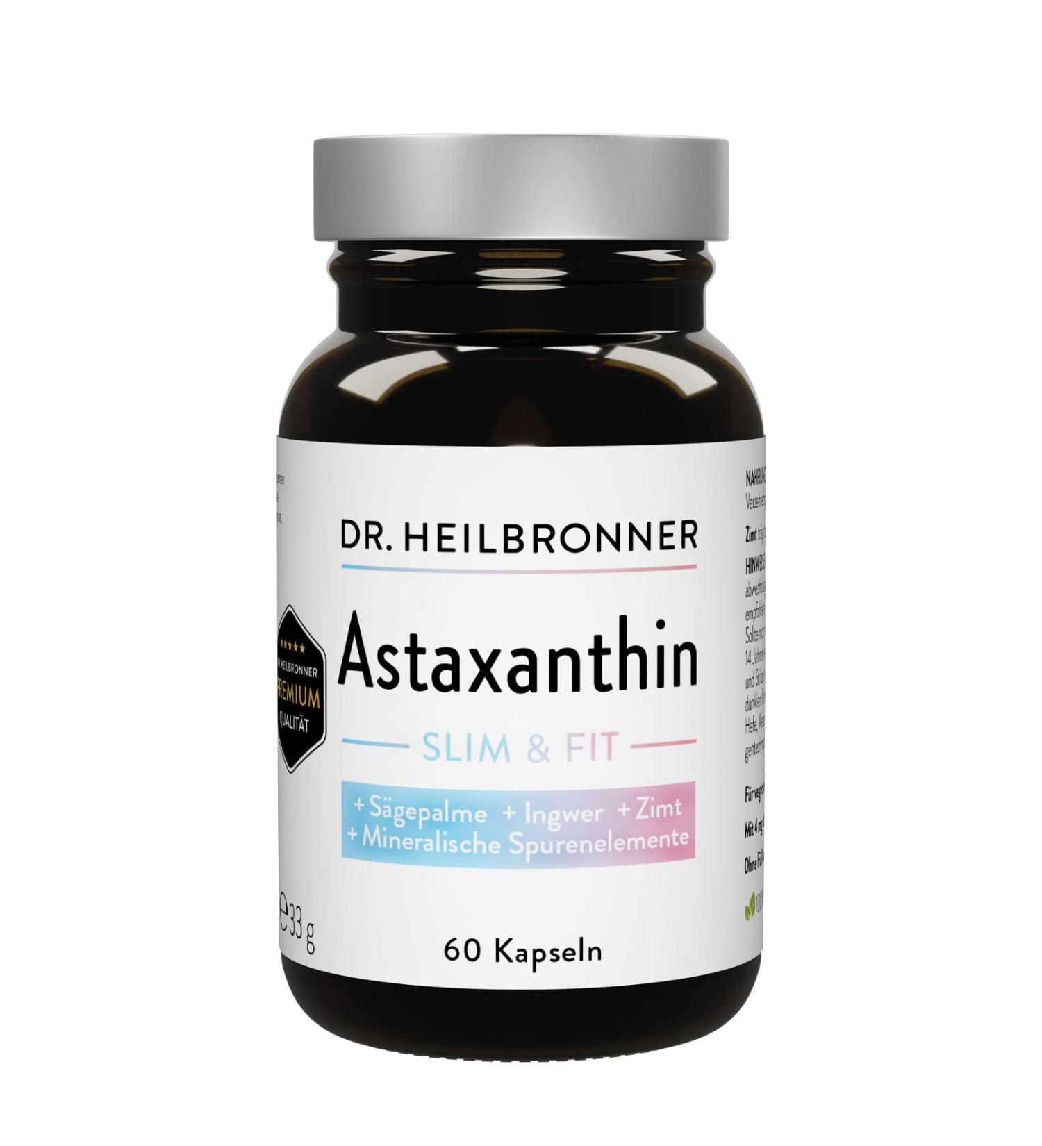 Dr. Heilbronn Astaxanthin Slim & Fit Capsules - Gluten-Free & Lactose-Free Dietary Supplement with Saw Palmetto Ginger & Cinnamon Extract | International Shipping - Buy Online on GoSupps.com