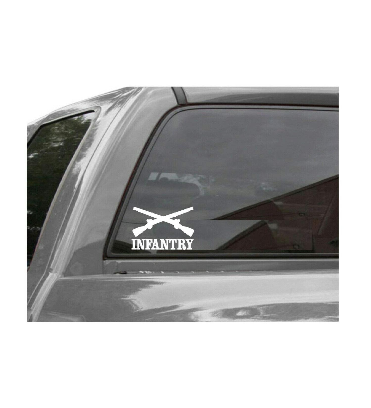Edward & Co Sticker Infantry Crossed Rifles Decal United States Army Military for Car Truck Window Laptop Bumper US Flag 4.5 x 3.0 in White