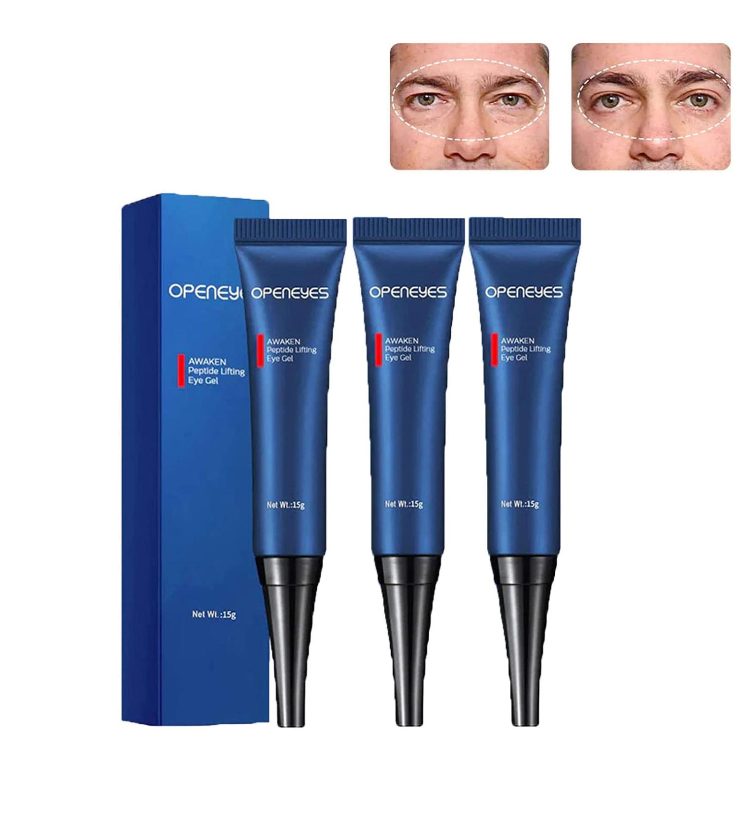 OPENEYES Awaken Peptide Lifting Eye Gel HIMSE Awaken Peptide Depuffing Eye Gel Men's Peptide Anti Aging Eye Serum Lifts Firming Anti-wrinkle Eye Tightener Reduces Puffiness & Dark Circles (3PCS) - Buy Online on GoSupps.com