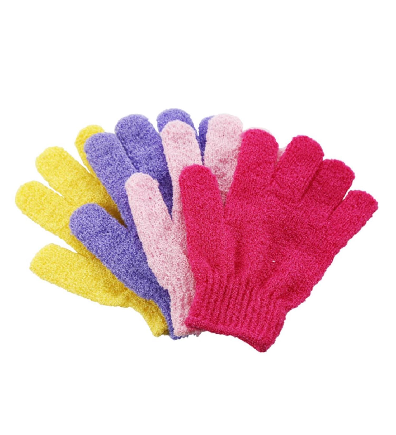 Buy Purple Exfoliating Gloves - Seamless Candy Color Body Scrub Mitts for Spa & Shower - Buy Online on GoSupps.com