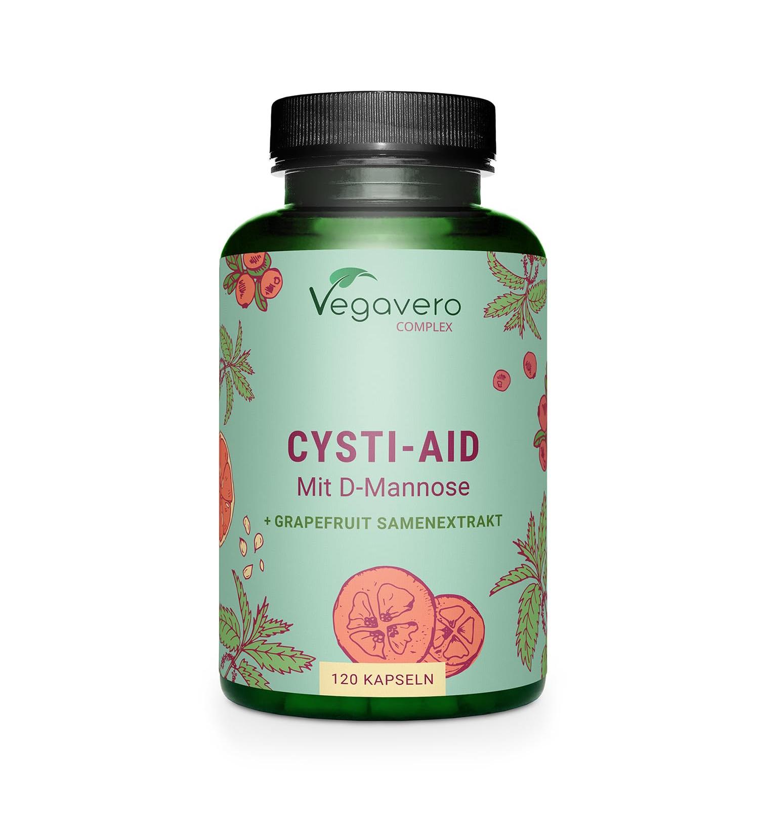 Vegavero Cystitis Complex | 120 Capsules | 100% Natural: With D-Mannose + Cranberry + Nettle + Grapefruit + Bearberry | No Additives | Urinary Comfort | Vegan - Buy Online on GoSupps.com