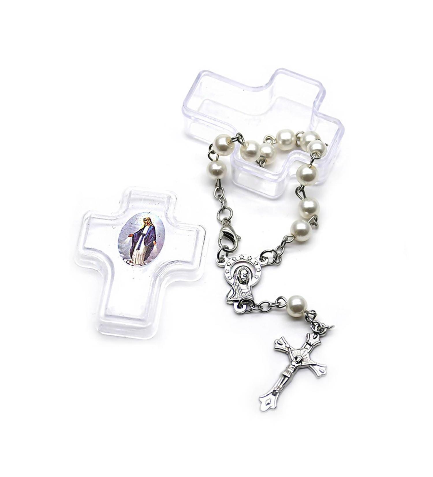 Stylish Religious Jewelry | Comfortable Pearl Bracelet & Rosary Chain - Perfect Silver Gift for Women & Girls - Buy Online on GoSupps.com