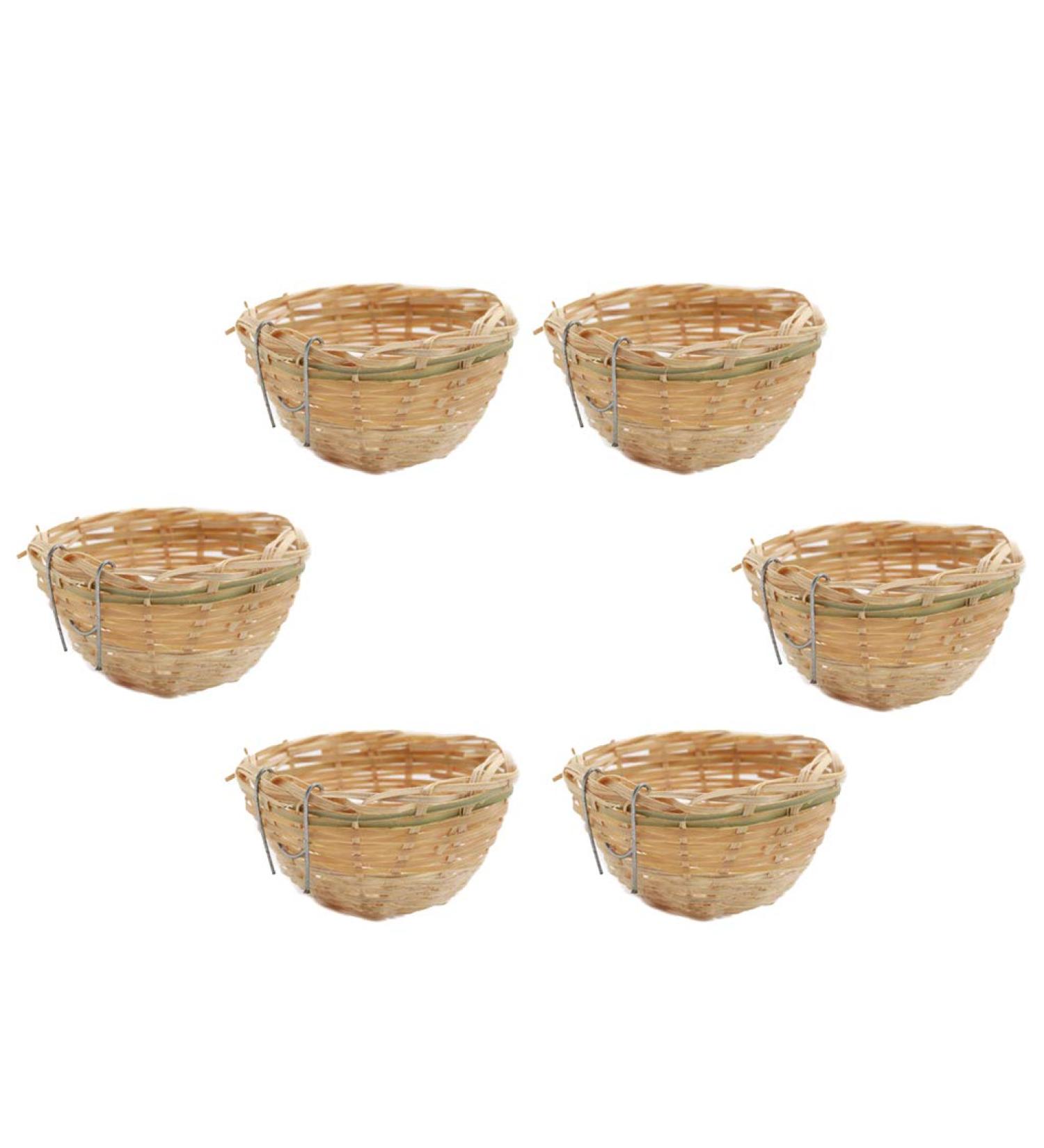 FLAMEER 6pcs Bamboo Wicker Woven Canary Nest Pans Small Bird Nest Boxes Cage Hanging - Buy Online on GoSupps.com