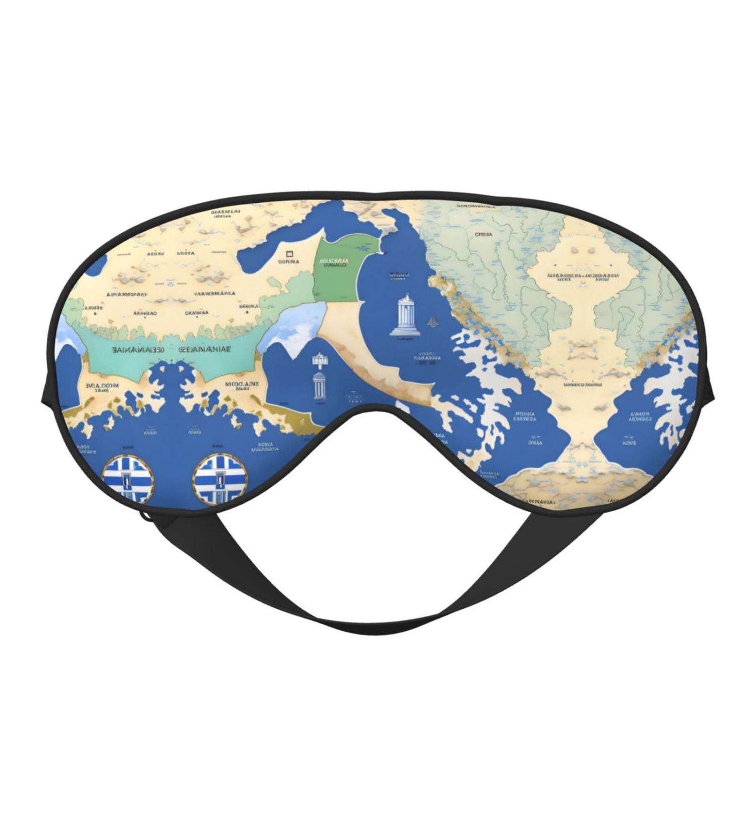 Greece Map Print Unisex Sleep Mask - Double-Sided Eye Mask for Sound Sleep & Skin Care - Buy Online on GoSupps.com