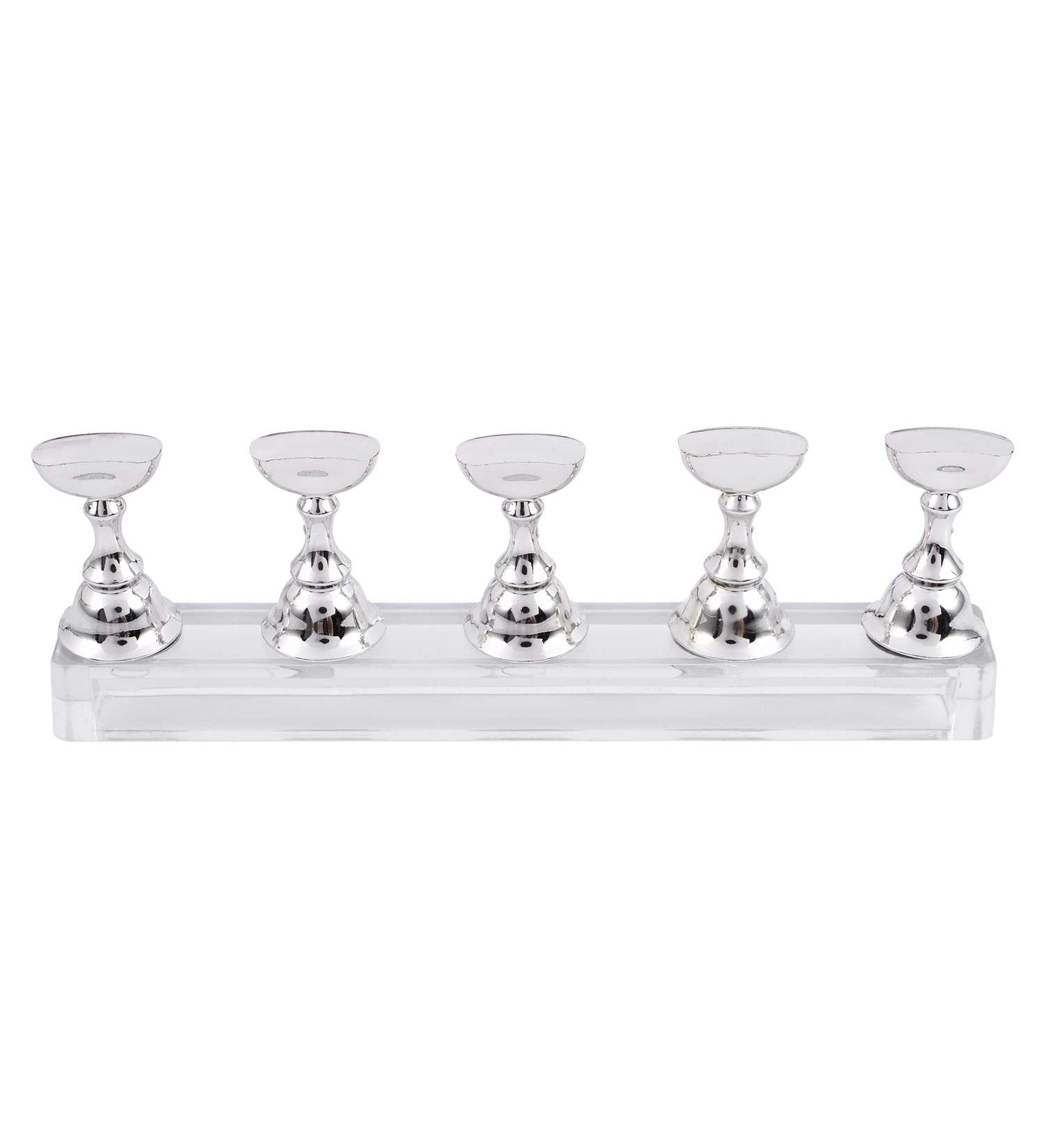 Peowuieu New Magnetic Acrylic Manicure Tools Nail Practice Hand Nail Exercises Pedestal Nail Supplies Nail Tips Display Stand Silver - Buy Online on GoSupps.com