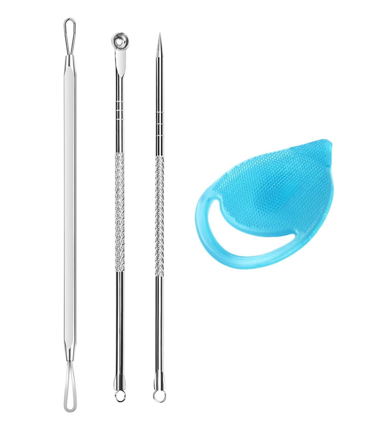 Blackhead Remover Tool Kit with Facial Cleansing Brush 3 Pieces Comedone Extractor Tool Blemish Whitehead Removal Acne Needle Pimple Spot Popper with Cleansing Blackhead Brush - Buy Online on GoSupps.com
