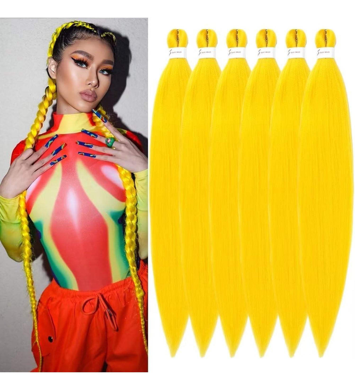 YDDM 32 Inch Yellow Pre Stretched Braiding Hair Extensions - 6 Packs Jumbo Braids for Artful Hairstyles - Buy Online on GoSupps.com