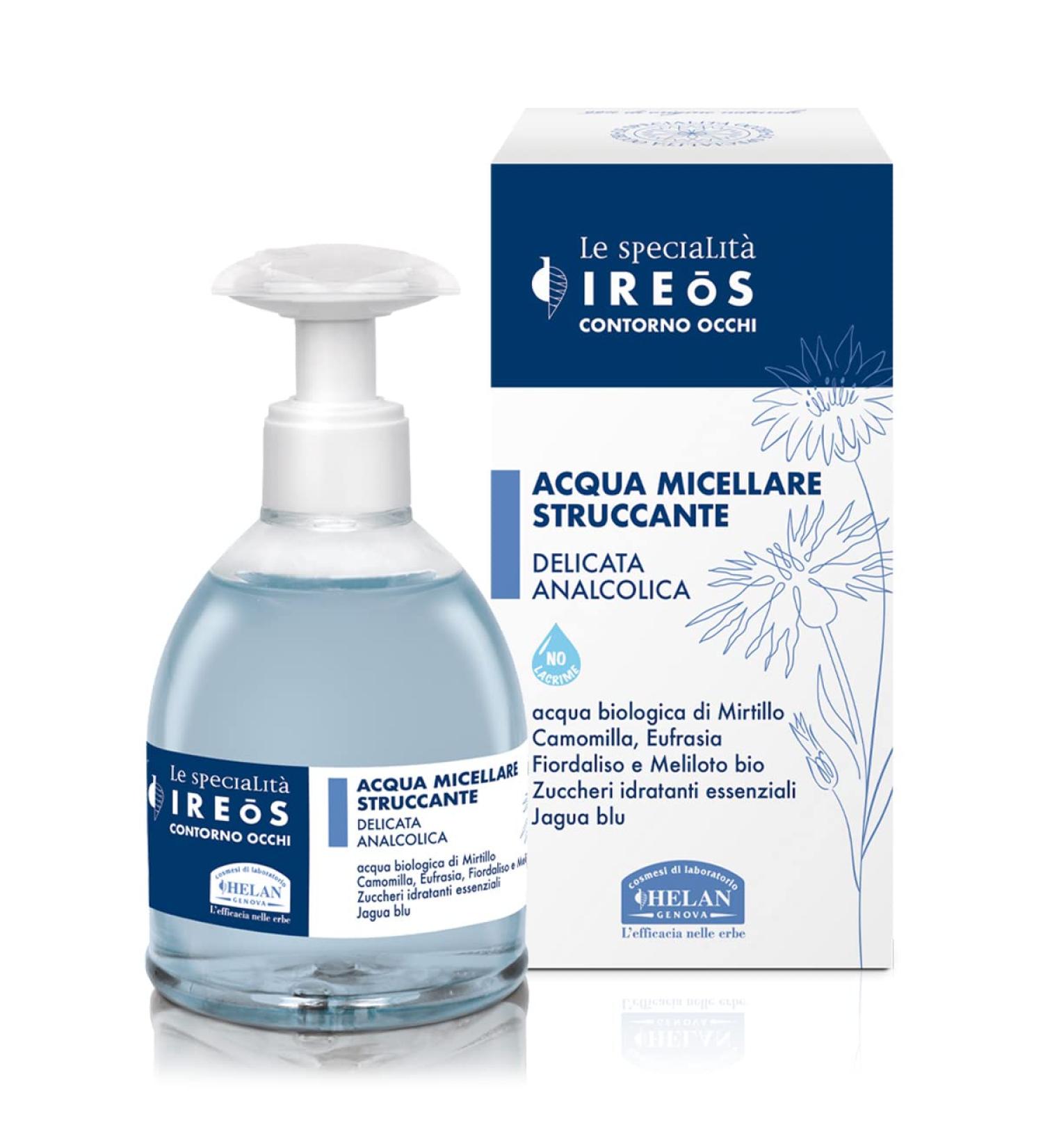Helan IREOS - Gentle Micellar Water Makeup Remover Alcohol- & Fragrance-Free Soothing & Antioxidant Skincare Micellar Cleansing Water with Chamomile for Sensitive Skin - Made in Italy 240 ml - Buy Online on GoSupps.com