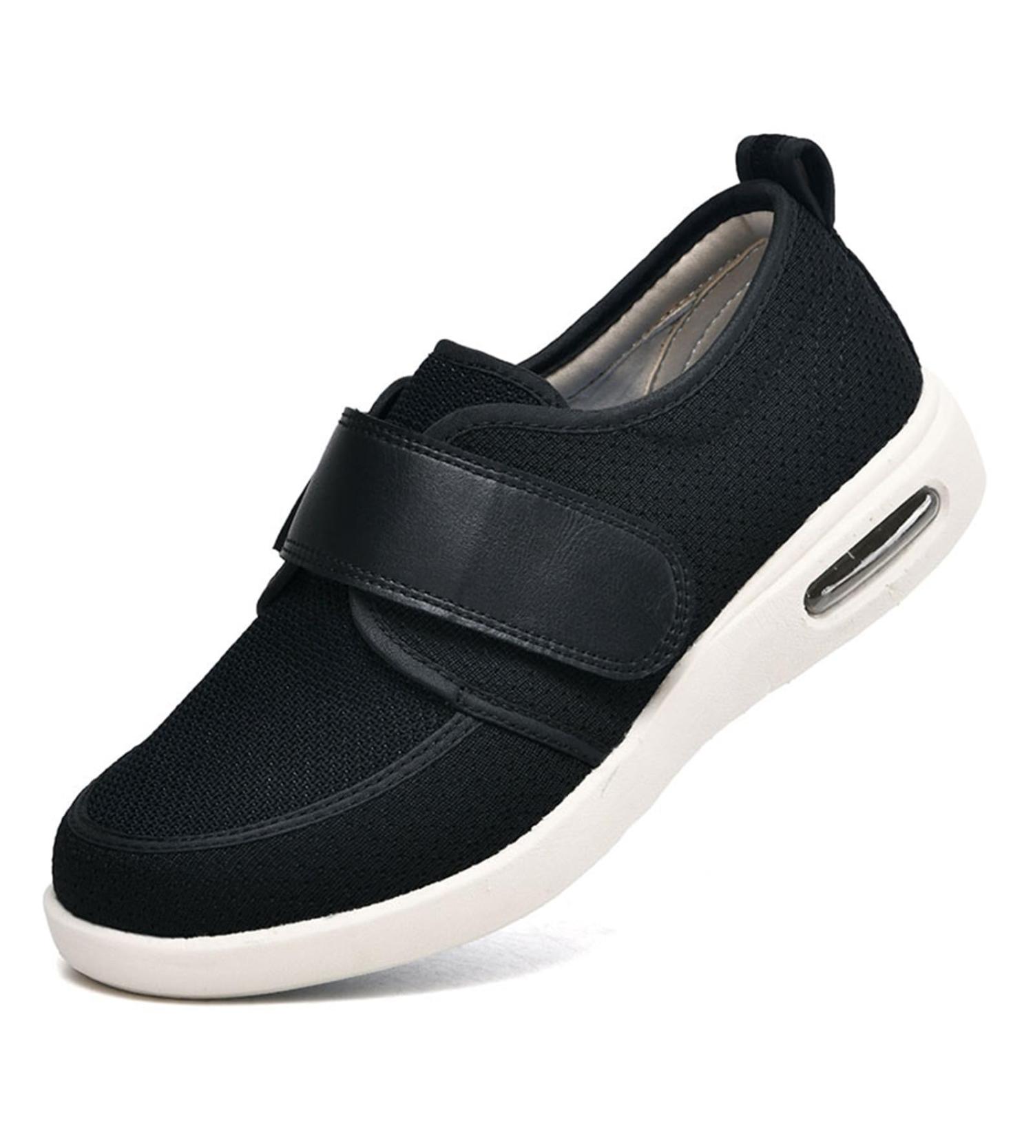 GSFY Men's Diabetic Walking Shoes Wide Width - Adjustable Strap Edema Sneakers for Swollen Feet, Hammertoes, Plantar Fasciitis, Arthritis - Black 8.5 Wide - Buy Online on GoSupps.com