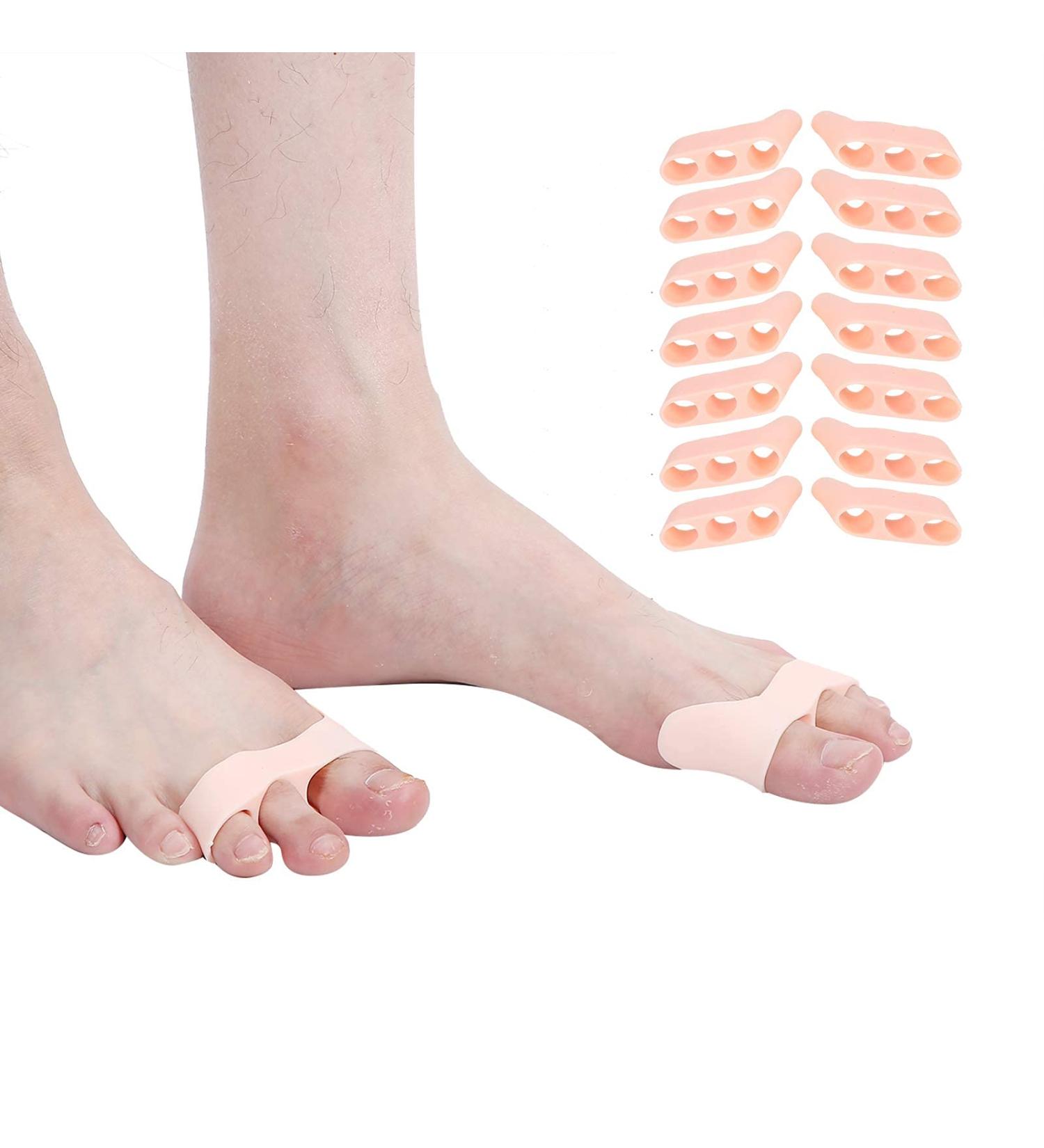 7 Pairs 3 Hole Toe Spacers - SEBS Toe Separators for Overlapping Toes | Light Skin Color - Comfortable & Effective Relief - Buy Online on GoSupps.com