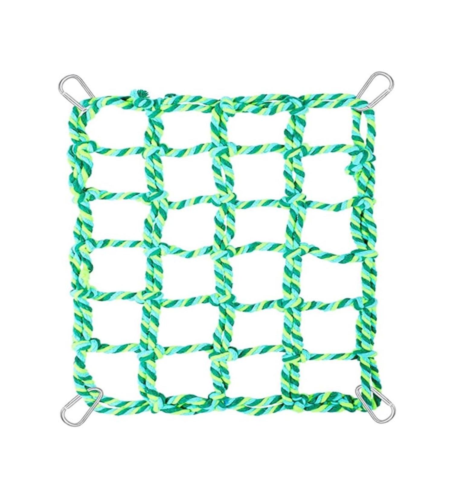 Bird Rope Climbing Network Hammock Swing for Small Pets | Cotton Climbing Rope with 4 Hooks for Rats Hamsters and Ferrets - 27.9 x 20.1cm Green - Buy Online on GoSupps.com