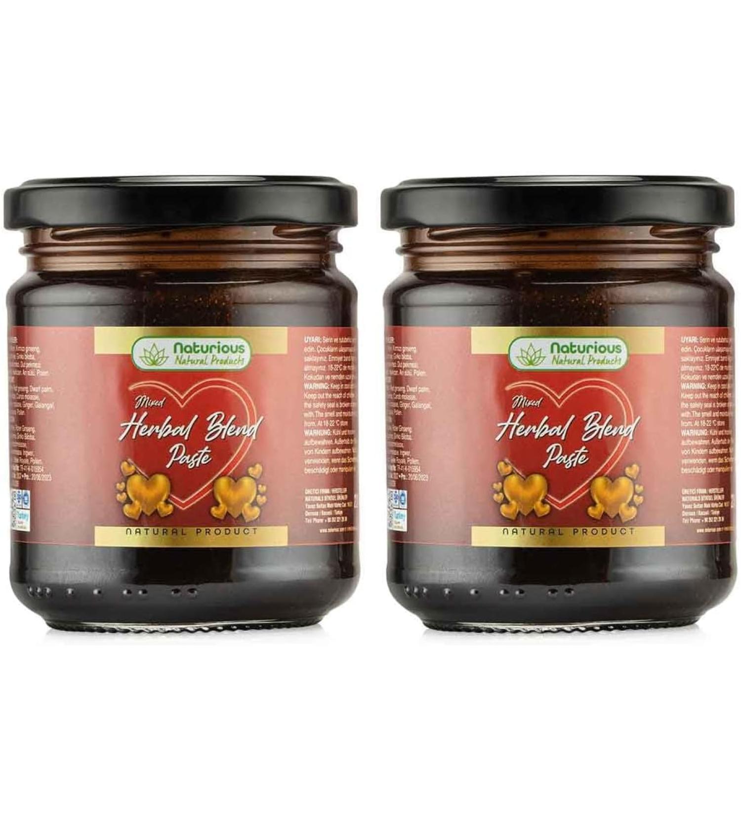 Naturious Herbal Gel 230G (2 Pack) - Extra Strong Maca Ginseng & Tribulus Terrestris | Immediate Effect for Active Men | Turkish Macun - International Shipping Available - Buy Online on GoSupps.com