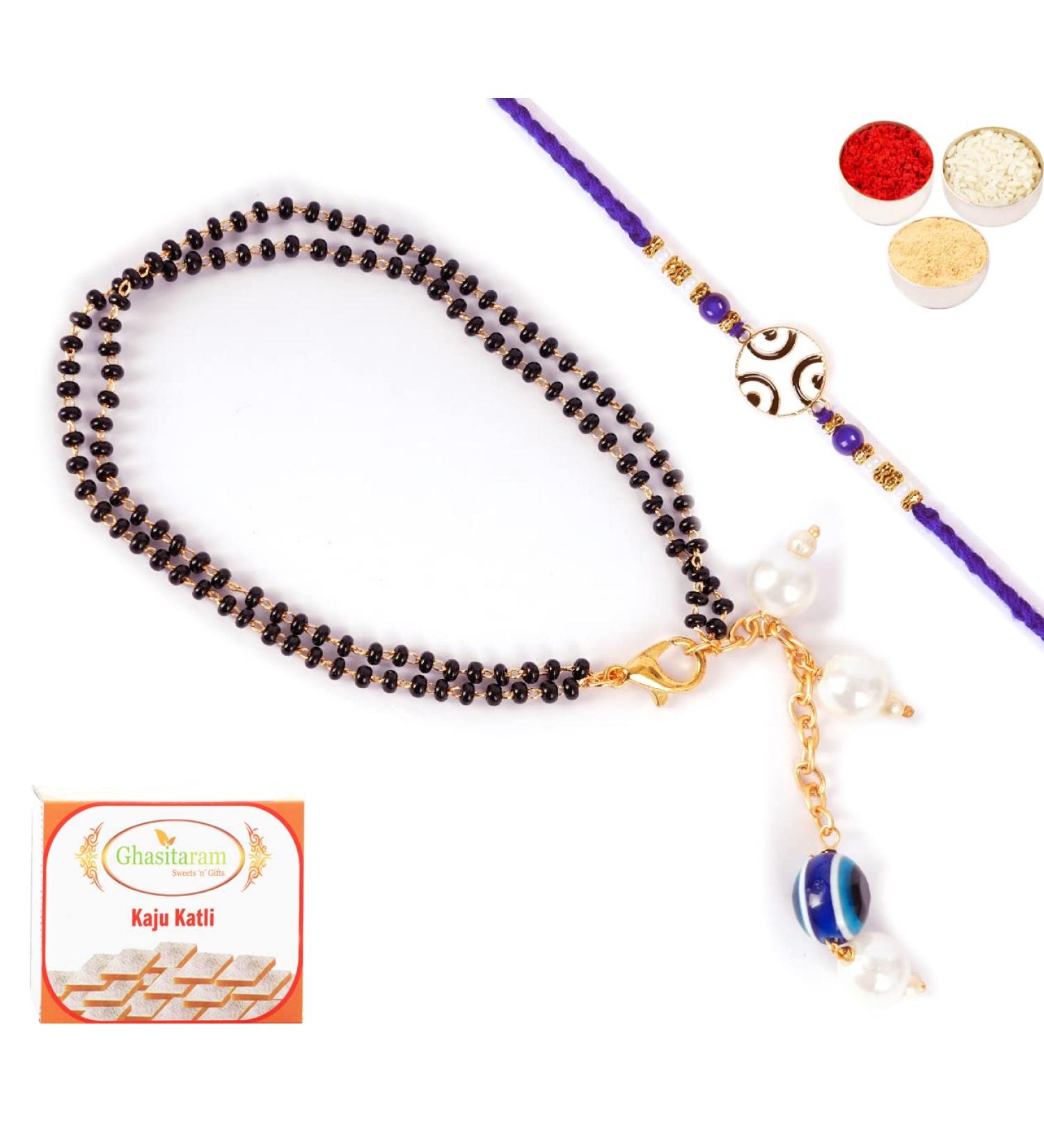 Ghasitaram Gifts Rakhis Online - Rakhi for Brother-MJ-2 Bhaiya Bhabhi Rakhi with 200 GMS of Kaju katli Rakhi Set with 200 gms of Kaju katli - Buy Online on GoSupps.com