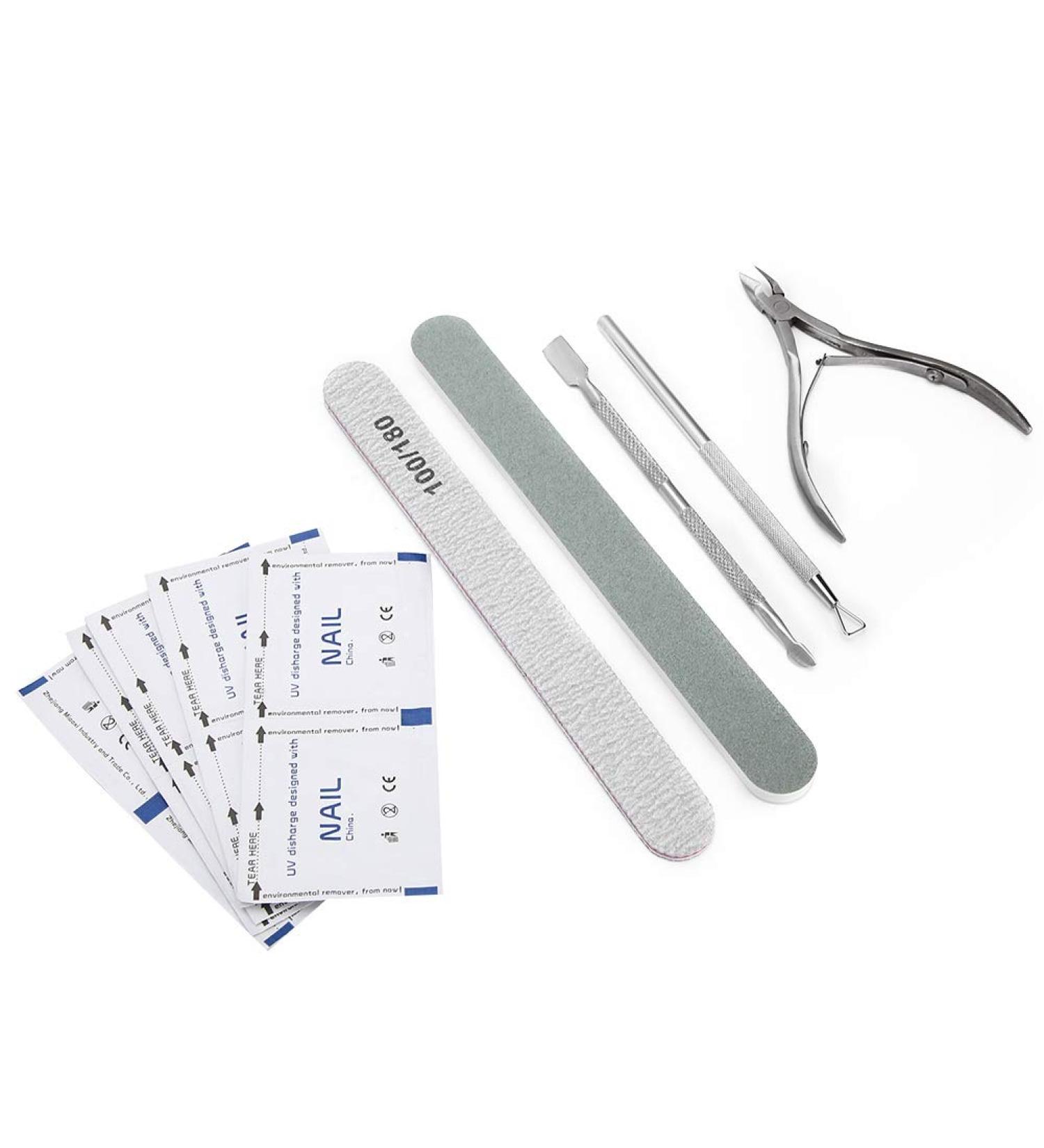 Manicure Tool Set Stainless Steel Double Head Nail File Cuticle Nippers Pusher Polish Removal Planing Tool for Home and Salon Use - Buy Online on GoSupps.com