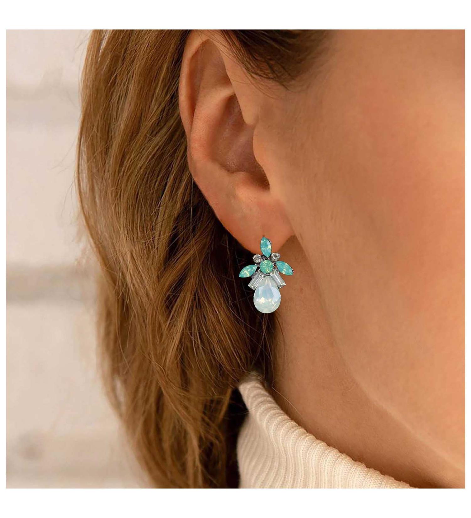 Buy Vintage Teardrop Crystal Earrings | Rhinestone Oval Flower Drop Studs for Women & Girls - Shop Now - Buy Online on GoSupps.com