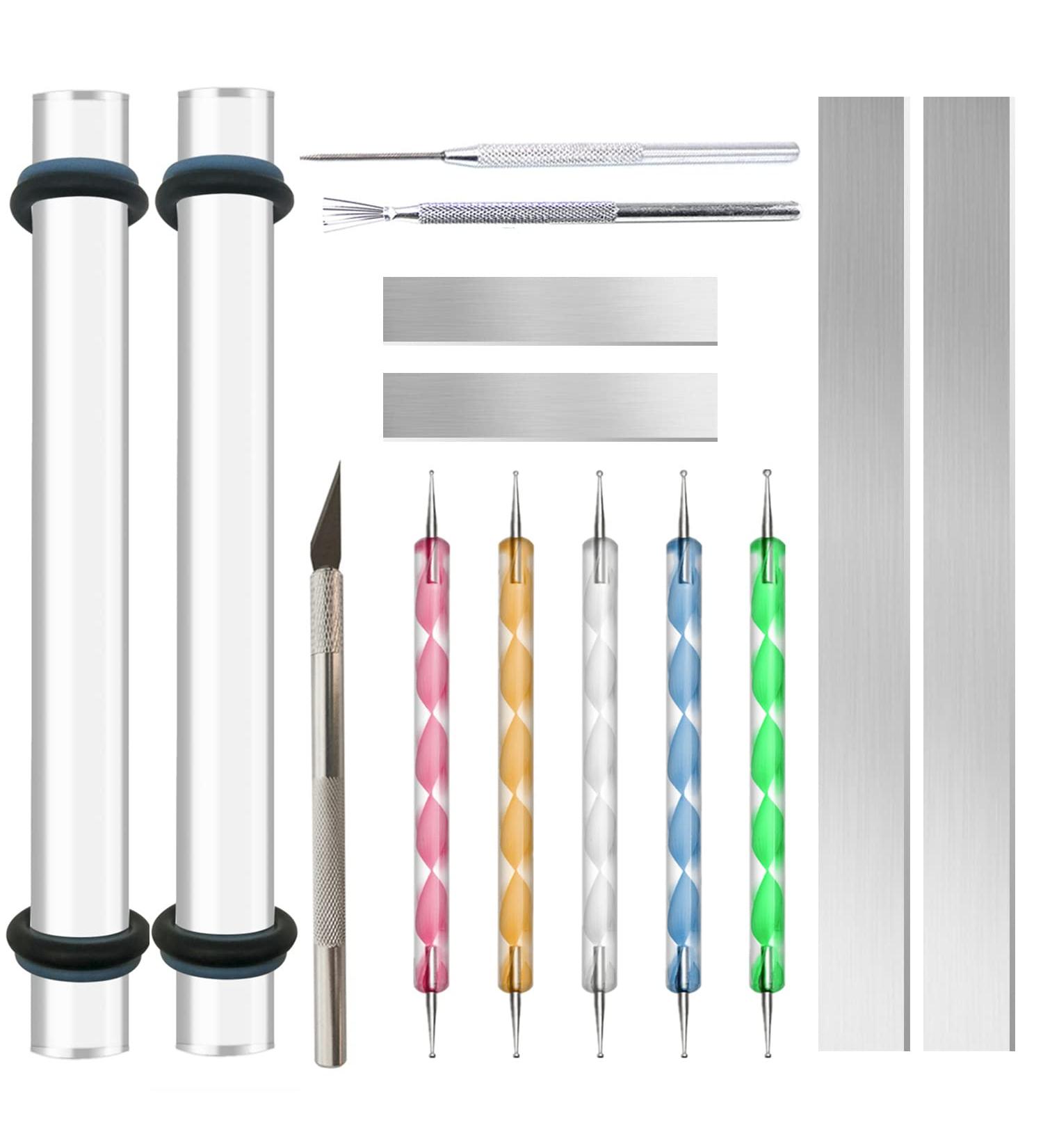 Polymer Clay Tools Set - Roller, Rolling Pin, Blades, Sculpting Kit, Earring Making Supplies - 14 Pcs - Buy Online on GoSupps.com