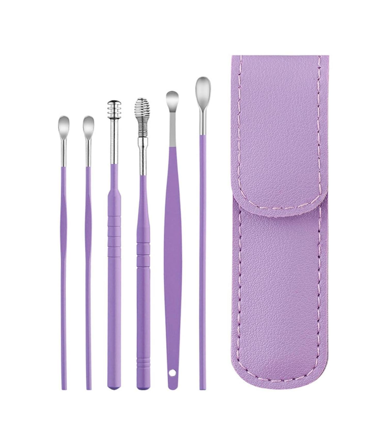 Dhaonxb Professional Ear Cleaning Kit with Portable Keychain PU Leather Case - Earwax Removal Tool for Ultimate Ear Care (Purple) - Buy Online on GoSupps.com