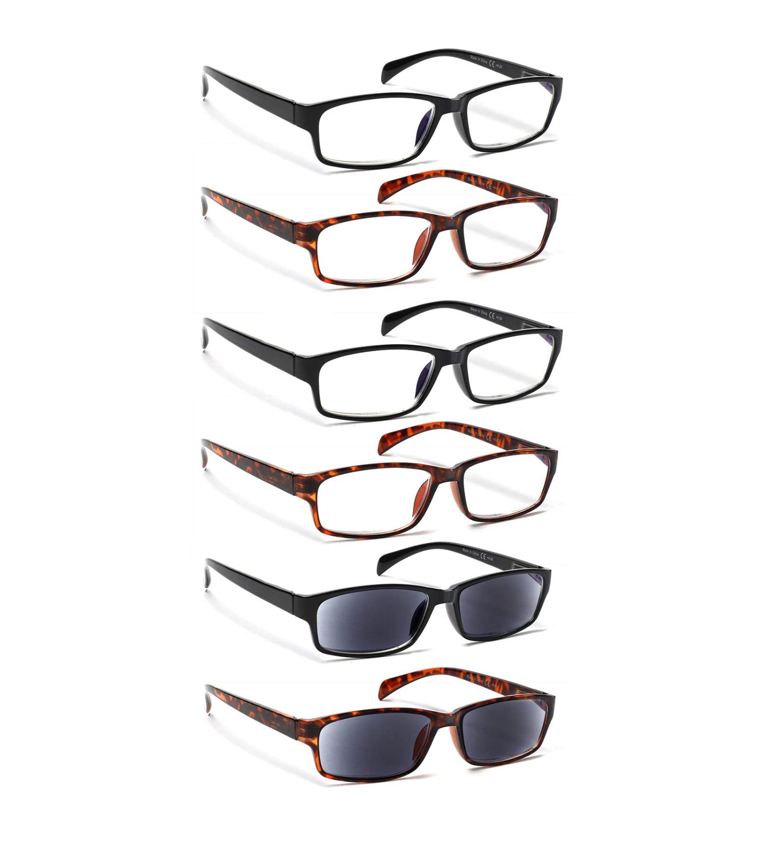 Cojwis 6 Pack Reading Glasses for Men & Women - Quality Spring Hinge Blue Light Filter - 6 Color Mix (6.0 0.00) - International Shipping Available - Buy Online on GoSupps.com