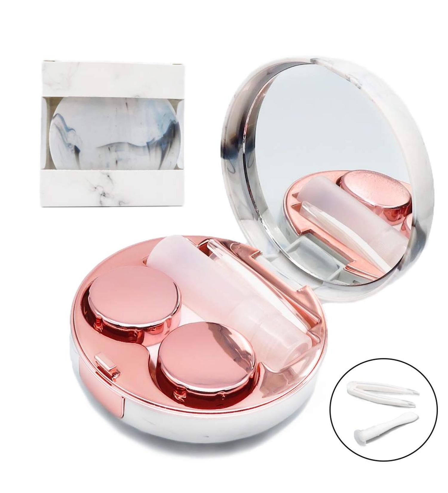 Portable Cute Rose Gold Contact Lens Case with Mirror for Travel - Buy Online on GoSupps.com