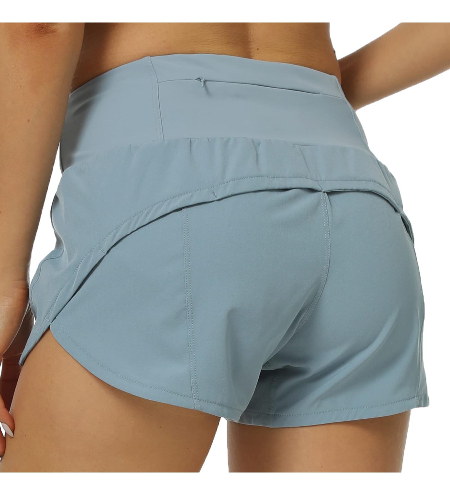 Kcutteyg Women's High Waisted Running Shorts with Liner - X-Large Denim Blue - Buy Online on GoSupps.com