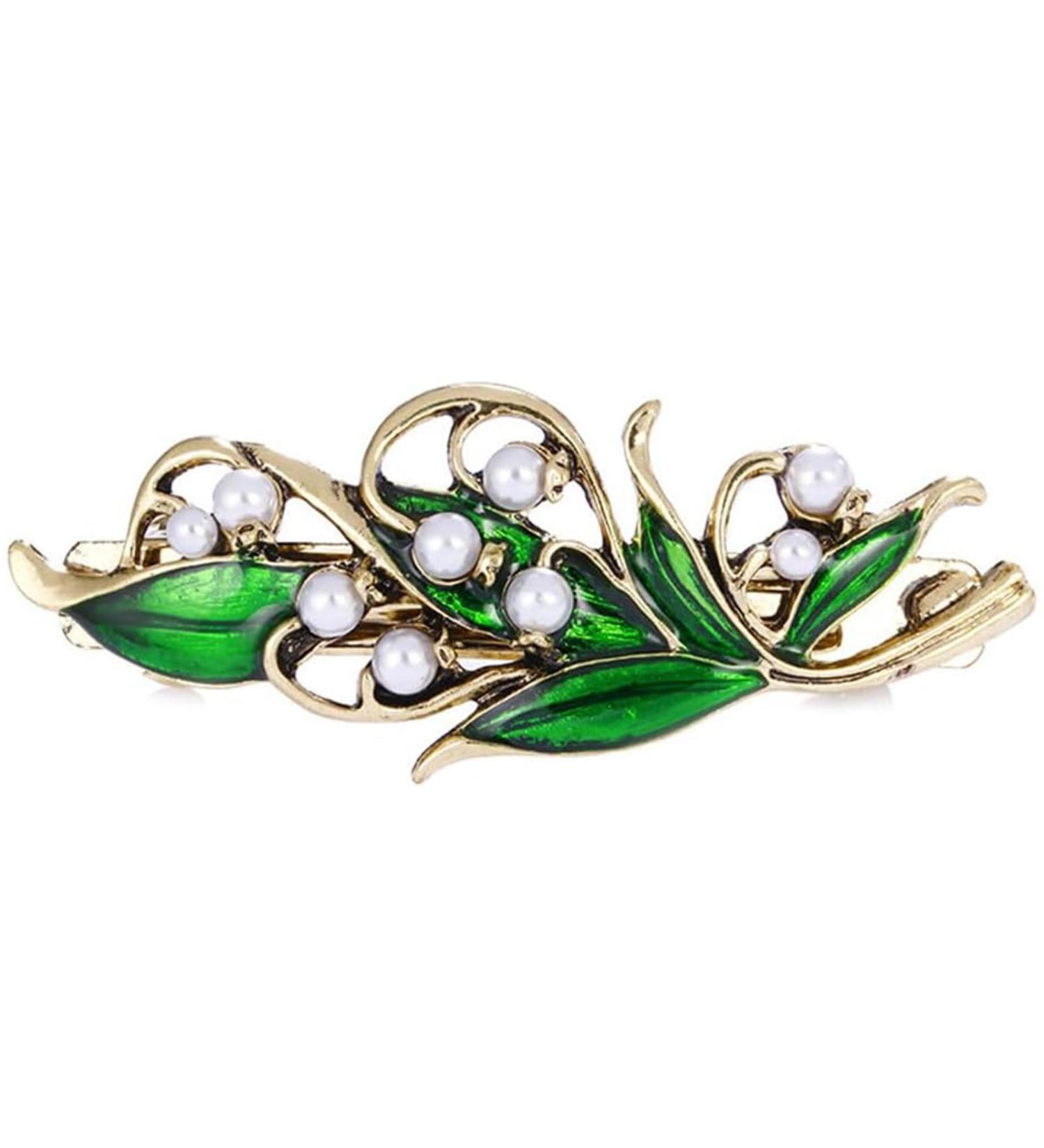 Vintage Hair Barrettes French Retro Hair Clips Women French Hair Clips Vintage Leaf Pearls Bronze Hair Clips Gold - Buy Online on GoSupps.com
