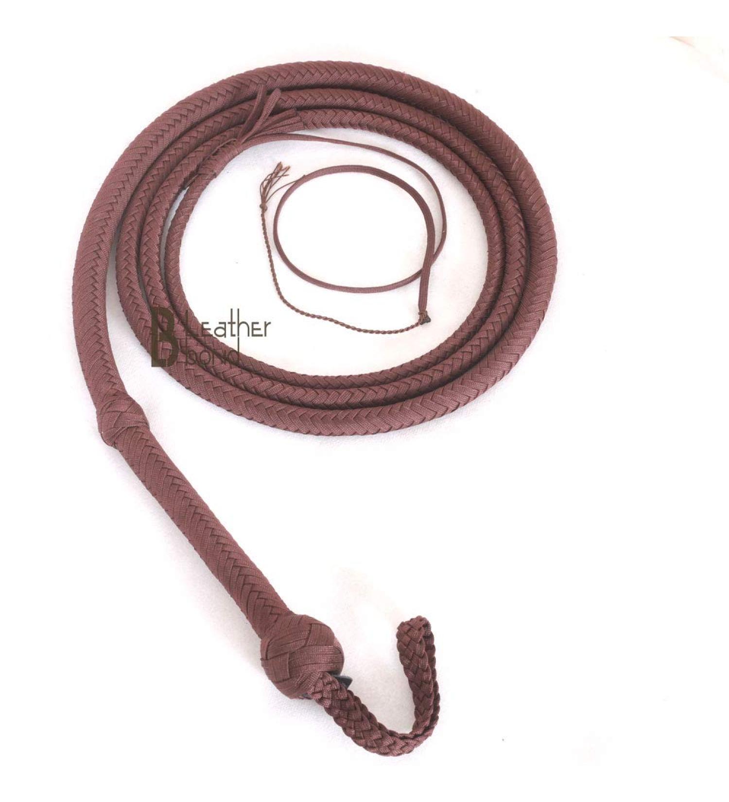 High-Quality Indiana Jones Style 8-12 Feet Long Brown Nylon Bullwhip with 12 Strands - Buy Online on GoSupps.com