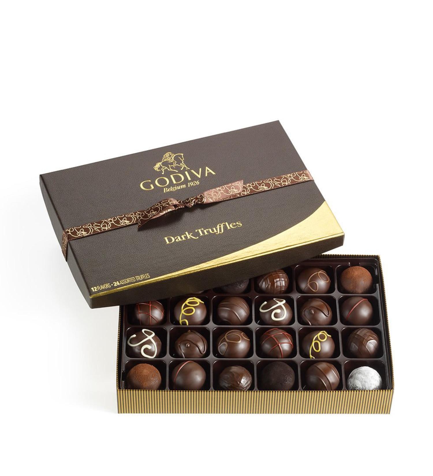 Godiva Chocolatier Assorted Truffles Gift Box  Dark Chocolate  24 pc 24 Count (Pack of 1) - Buy Online on GoSupps.com