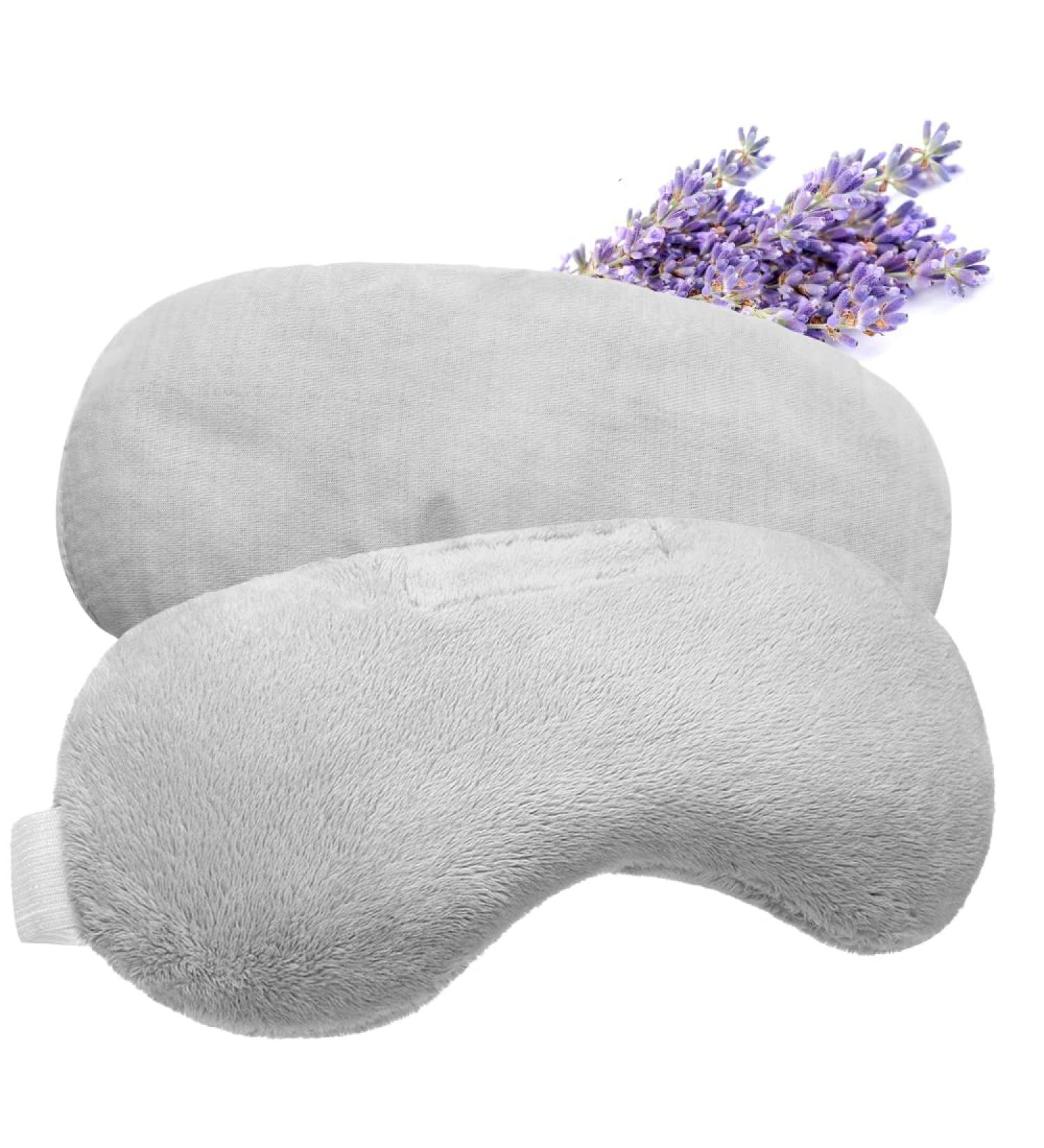 Lavender Aromatherapy Weighted Eye Mask for Hot & Cold Therapy - Relief for Dry Eyes, Puffy Eyes, Migraine, Sinus Pain - Men & Women - Grey - Buy Online on GoSupps.com
