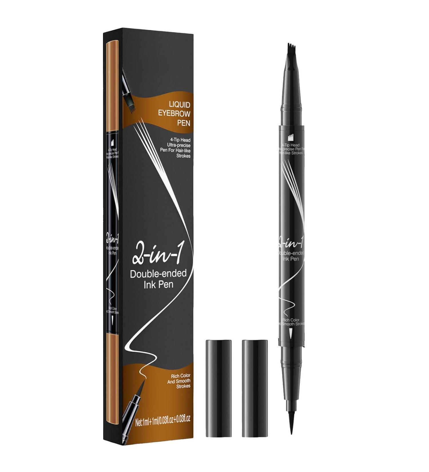 Eyebrow Pen Microblading Eyebrow Pencil with -Fork-Tip and Precise Brush Create Natural Hair-Like Brows Eyebrow Pencil (Black) - Buy Online on GoSupps.com