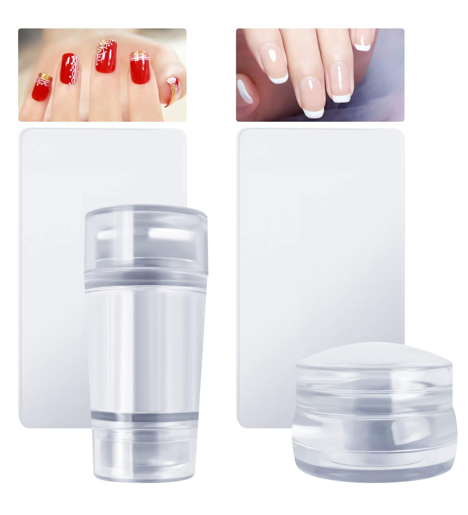 Ruicaifu 2 PCS Clear Silicone Jelly Stamper with 2 PCS Scraper Silicone Nail Art Stamping Stamper Soft Jelly Nail Art Stamper for Manicure Tools Nail Art Design (Two shapes) - Buy Online on GoSupps.com