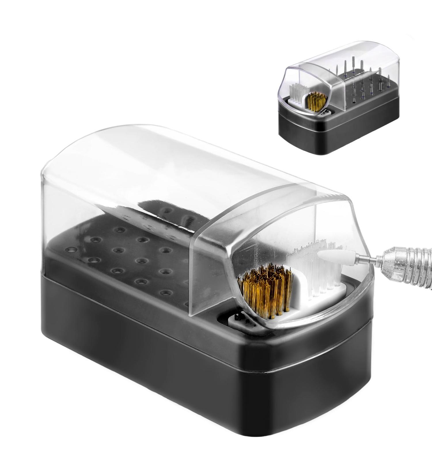 Andibro 2 In 1 Nail Drill Bits Holder 30 Holes Dustproof Nail Bits Organizer Nail Drill Bits Cleaning Brush Case Dustproof Nail Art Drill Bits Stand Display Storage Box Cleaner Manicure Tool (Black) - Buy Online on GoSupps.com