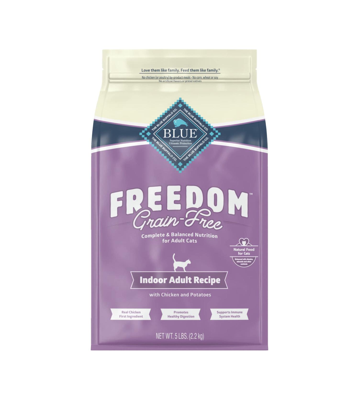 Blue Buffalo Freedom Grain Free Natural Indoor Adult Dry Cat Food Chicken 5lb - Single Pack - Buy Online on GoSupps.com