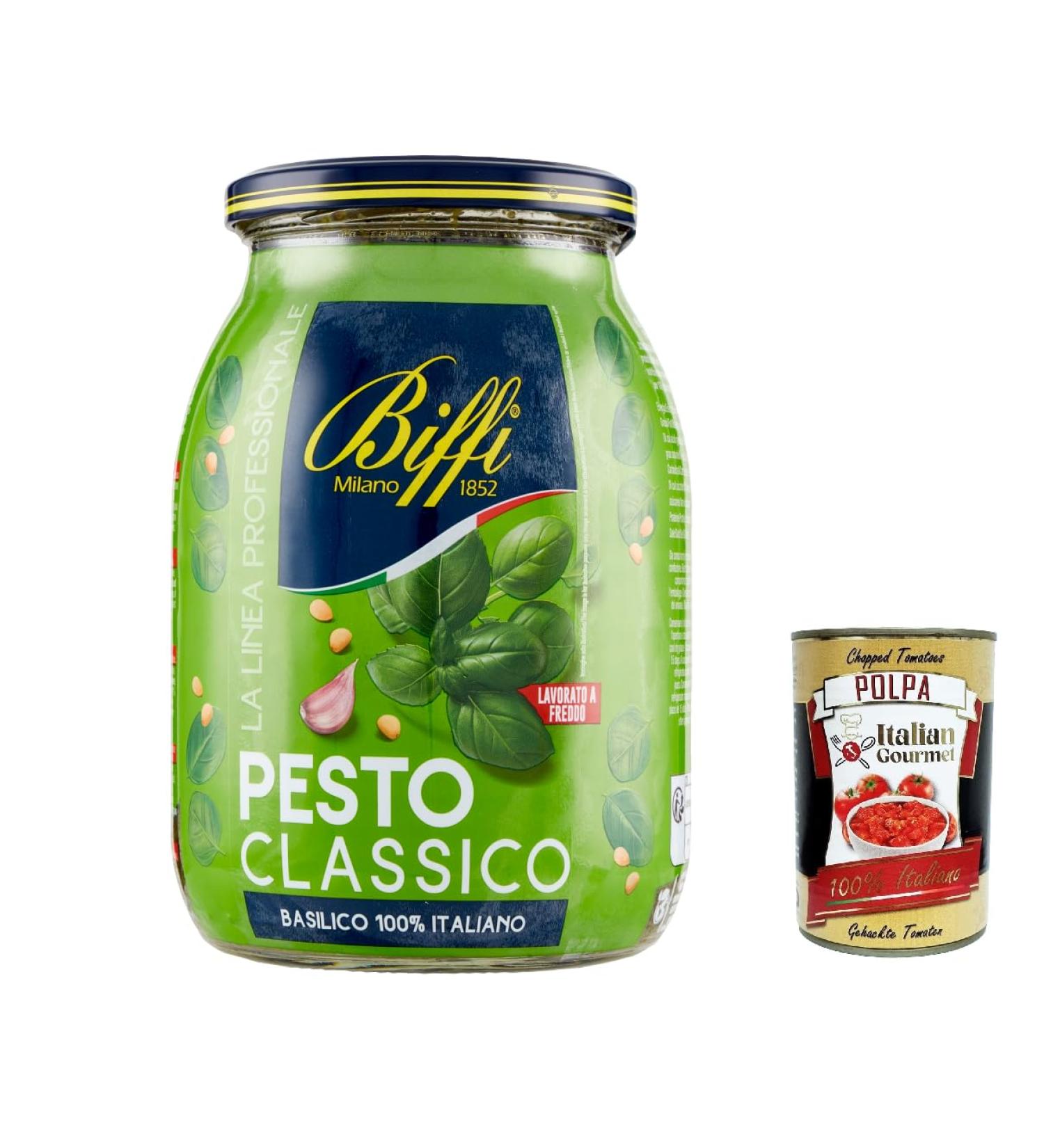  Italian Gourmet E.R. Biffi Linea Pesto classico professional 100% basilic italien sauce p tes 980 g + polpa gourmet italien 400 g - Buy Online on GoSupps.com